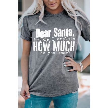 Gray Christmas Funny Saying Print Short Sleeve T Shirt