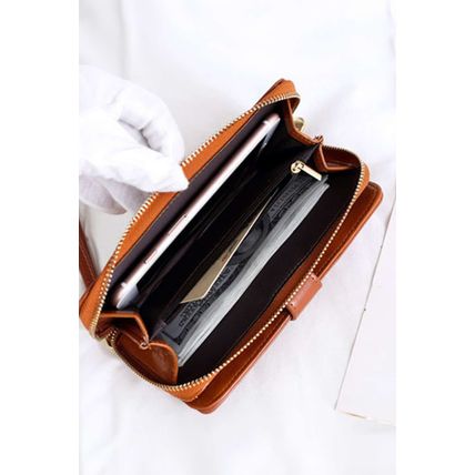 Cinnamon Faux Leather Zip Around Wrist Strap Long Wallet