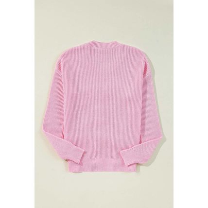 Pink Merry & Bright Pop Up Letter Waffle Knit Sweater