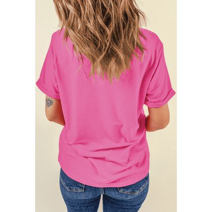 Sachet Pink Dual American Flag Bow Printed Casual T Shirt