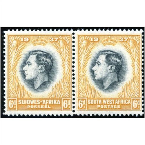 South West Africa KGVI 1937 Coronation 6d Black & Yellow Unmounted Mint NM SG103