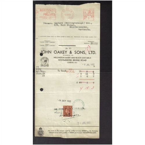 JOHN OAKEY & SONS LTD, WELLINGTON MILLS,WESTMINSTER BRIDGE RD,LONDON,SE1,4JUL52