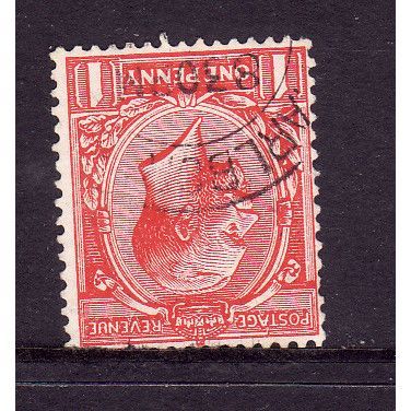 GREAT BRITAIN 1924 SG 419ild 1d SCARLET WMK INVERTED FINE USED#3