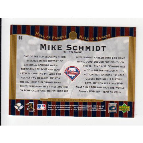 2001 Upper Deck Hall of Famers Mike Schmidt card #68 NM - National Pastime