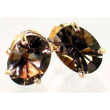 Smoky Quartz, 14KY Gold Post Earrings, E002