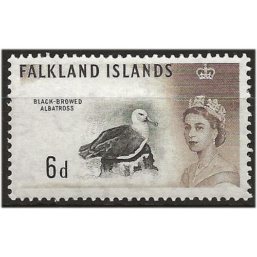 Falkland Islands 1960 SG200 6d Black & Sepia Mounted Mint . ..