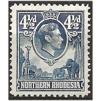 Northern Rhodesia 1952 SG37 4 1/2d Blue Mounted Mint .. ..