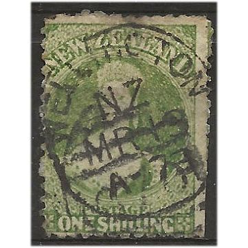 1862 SG80 1/- Yellow-Green Plate 3 Wmk Large Star Good+ Used, cat £375.00 . ..