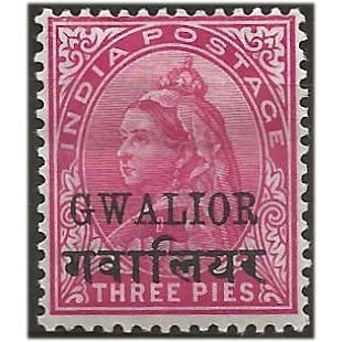 Gwalior (ICS) 1899 SG38 3 pies Carmine Mounted Mint . .. .