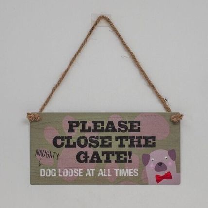 Garden/ home Pet Dog Fun - 'Close The Gate' Hanging Metal Sign w Rope Handle