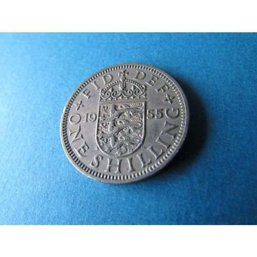 1955 QUEEN ELIZABETH II ENGLISH SHIELD ONE SHILLING - COIN - 3 FREE POST. P