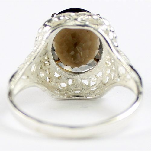 Smoky Quartz, 925 Sterling Silver Antique Style Filigree Ladies Ring, SR009