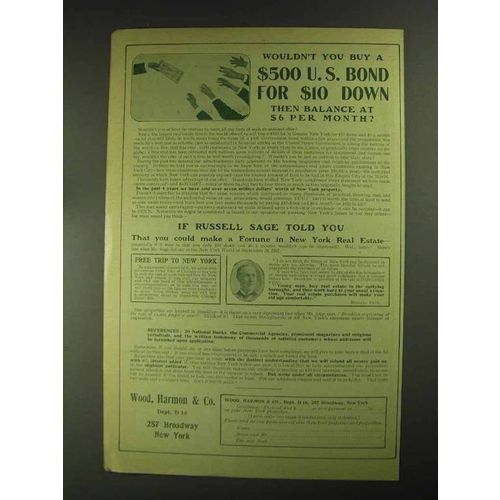 1903 Wood, Harmon Ad - NYC Real Estate, Russell Sage