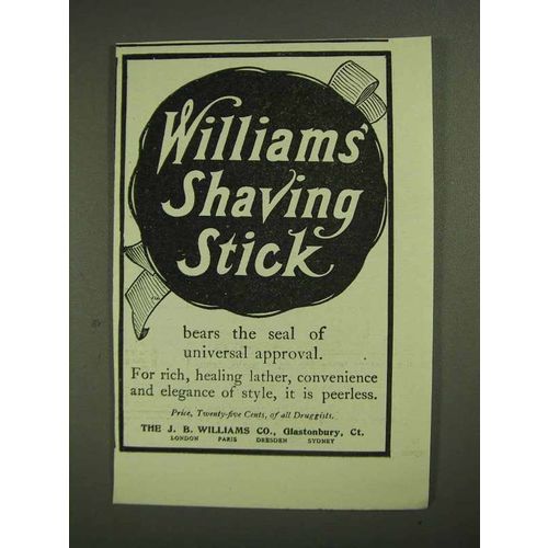 1903 Williams' Shaving Stick Ad - Seal of Approval