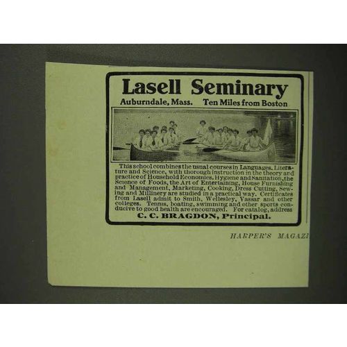 1908 Lasell Seminary Ad - Ten Miles From Boston