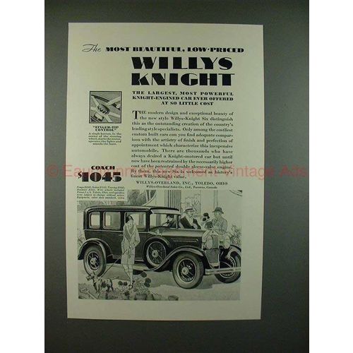 1929 Willys-Knight Six Car Ad - The Most Beautiful!!