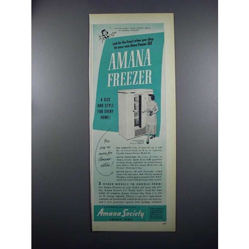 1949 Amana Freezer Model 18 Ad - The Finest
