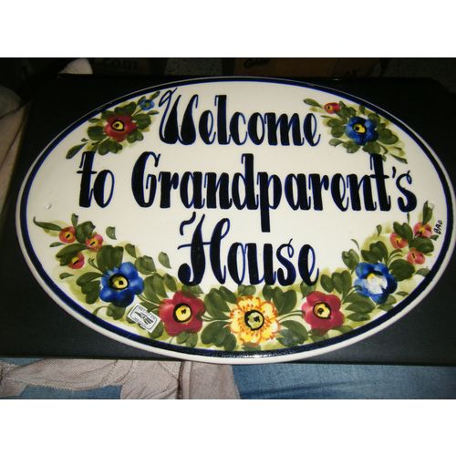 Mexican Ceramic Pottery Handpainted Welcome to Grandparent's House Wall Plaque