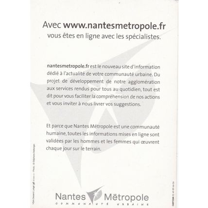 Nantes Metropole France Postcard unused VGC