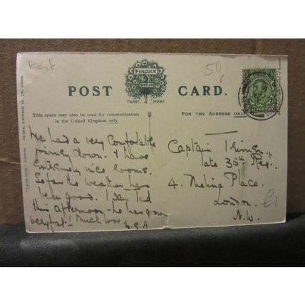 BROADSTAIRS, KENT used antique postcard 1915? pm =