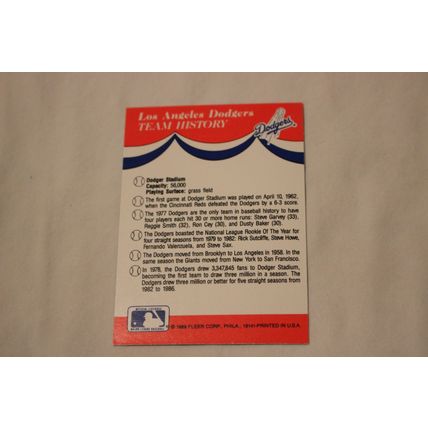 1989 Fleer Dodgers Team History Stickerback w/4 variou TEAM LOGO Stickers