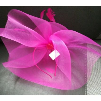 Large Elegant Headband fuchsia pink mesh Fascinator Wedding ASCOT WEDDING RACES