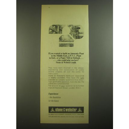 1967 Stone & Webster Ad - If you wanted to build an Ammonia Plant
