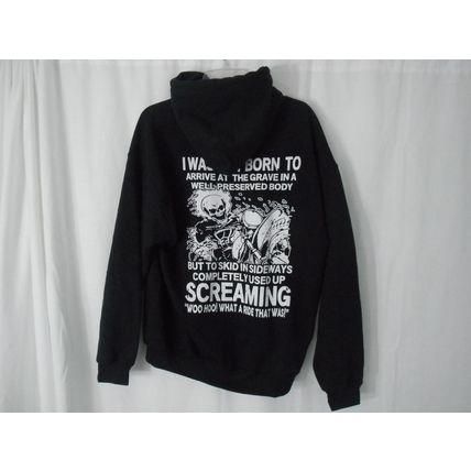 Motorcycle Rider Screaming Skeleton What a Ride that Was! Hoodie Pullover.