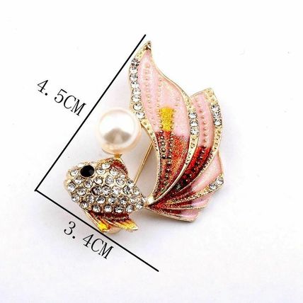 Goldfish Brooch / Hat Pin Fashion Rhinestone Pearl Fish