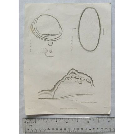 1800 engraved plans of encampments Campwood, Coed y Bunedd & Craeg y Carcyd