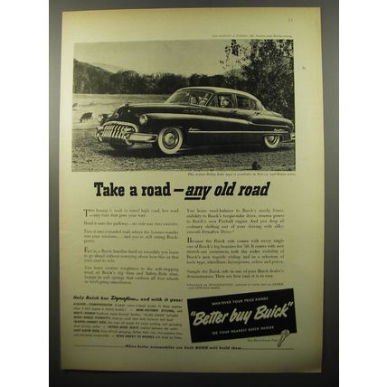 1950 Buick Super 4-Door Sedan Ad - Take a road - any old road