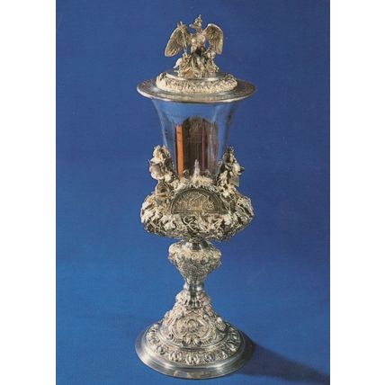German Silberpokal Antique 1867 Silver Trophy Frankfurt Postcard