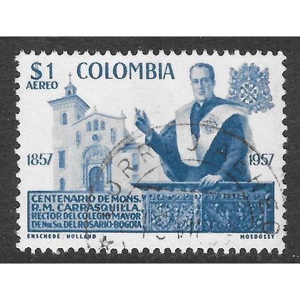 COLOMBIA 1957 CARRASQUILLA RECTOR MAYOR USED $1 AIR MAIL