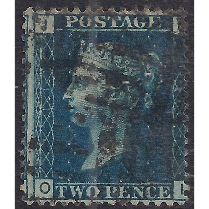 GB 1858 - 76 QV 2d Deep Blue ( O & I ) Victoria Plate 13 Used SG 47 ( R380 )