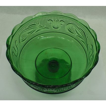 Mint Vintage E.O. Brody Green Glass Pedestal Compote Candy Dish M6000