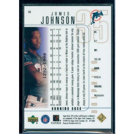 1999 SPx #116 James Johnson RC 1292/1999