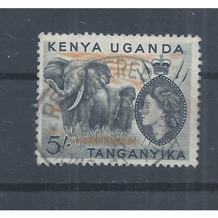 Kenya, Uganda & Tanganyika stamps 1954 5s Elephants used SG 178 (P254)