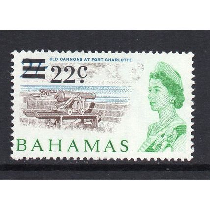 Bahamas - 1966 - 22c on 2/- Fort Charlotte Cannons (sg283) Mint Never Hinged
