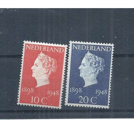 Netherlands stamps. 1948 Queen Wilhelmina Golden Jubilee MH SG 670 & 671(AQ228)