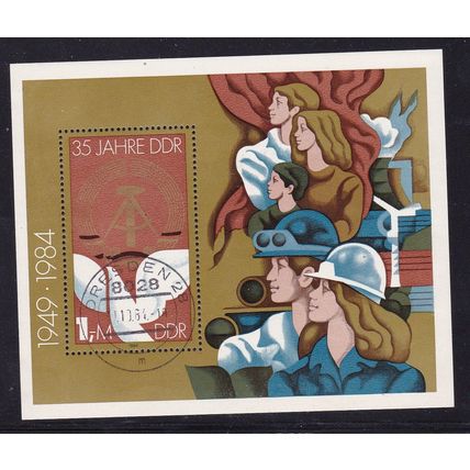 EAST GERMANY DDR 198 35th ANNIV DDR MINIATURE SHEET USED/CTO SG MS E2613