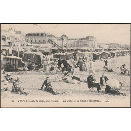 La Plage et le Casino Municipal, Trouville, c.1920s - Lévy et Neurdein CPA LL20