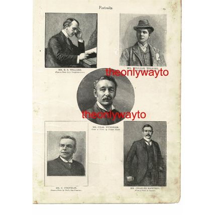 E S WILLARD, WILLIAM TERRIS, CHAS WYNDAM, Actors, Book Illustration (Print) 1895