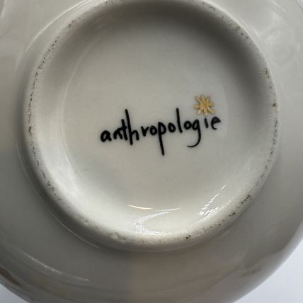 Anthropologie Night Sky Bowl Stoneware Blue Teal Drip Watercolor Wash Gold Star