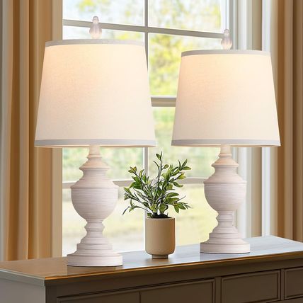 PARTPHONER Retro Table Lamps Set of 2, Bedside Lamp for Bedroom Rustic Farmhouse