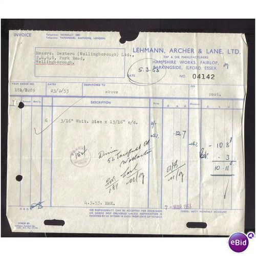 LEHMAN ARCHER & LANE LTD, ILFORD ,ESSEX, 23/2/53