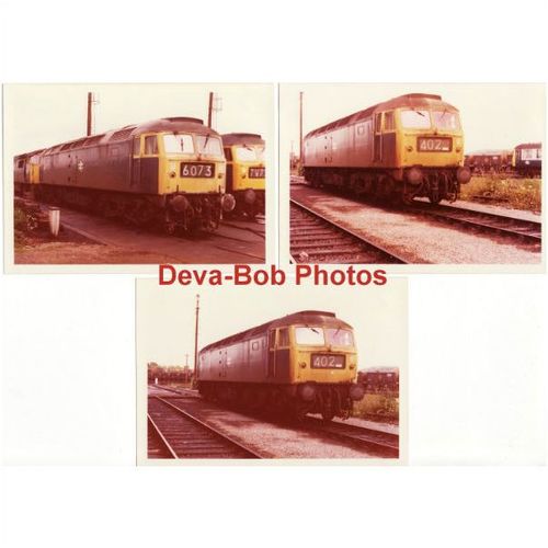 3 Railway Photos BR Class 47 WESTBURY DEPOT 1974 Diesel Loco