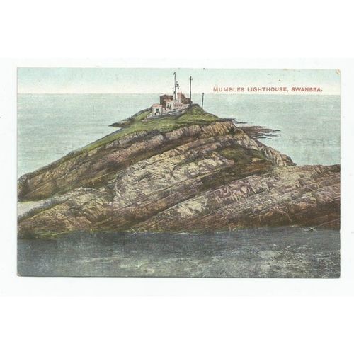 NICE PRINTED POSTCARD OF MUMBLES LIGHTHOUSE SWANSEA GLAMORGANSHIRE (245)
