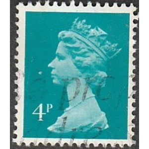 1971-96 Machin . 4p.Value. Greenish-Blue. Two Phos Bands. Fine Used