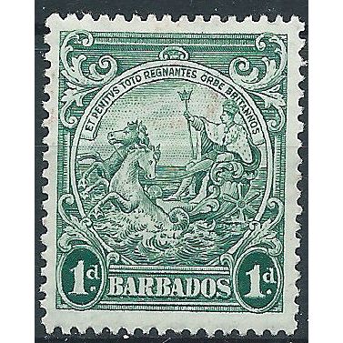 Barbados 1943 SG249b 1d Blue-Green Mounted Mint.. .