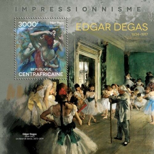 CENTRAL AFRICA 2014 SHEET MNH EDGAR DEGAS ART PAINTINGS ARTE PINTURAS 3A